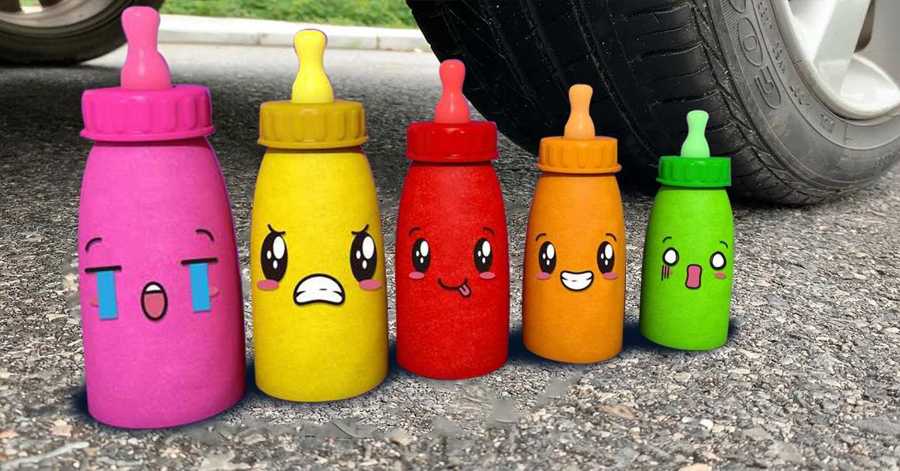 They were crushed by a car!